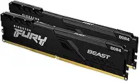 Kingston, KF432C16BBK2/16 - Kit de memórias de 16GB (2 x 8GB) DIMM DDR4 3200Mhz FURY Beast Black 1,35V 1Rx8 288 pinos para desktop/gamers, Não aplicável
