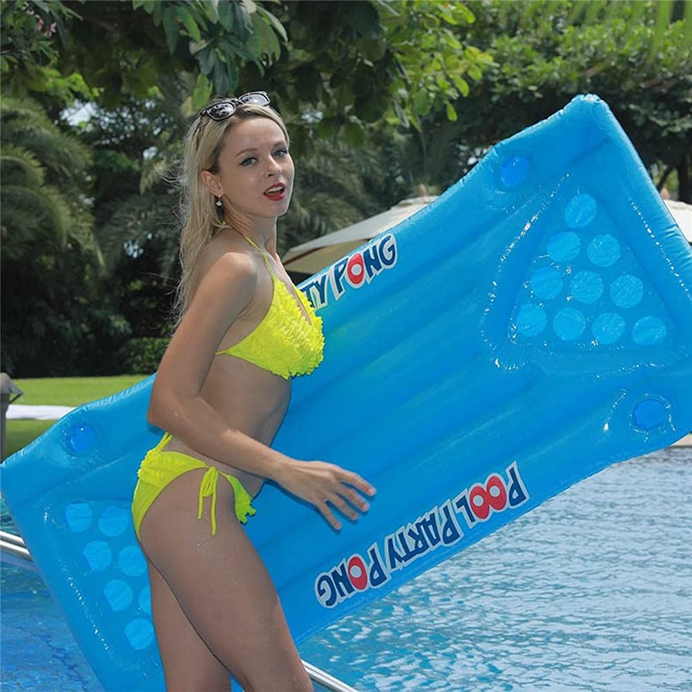 Pool Pong Table, Inflatable Air Cushion Beer Pong Table Float with for Beach Swimming Pool Camping