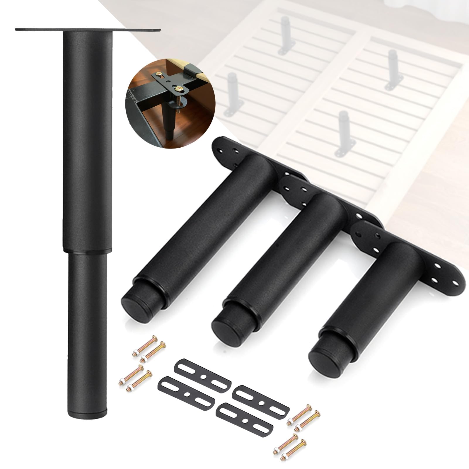 Limiao123 4 Piezas Patas Ajustables De Somier,Patas Para Muebles Metal Pie Marco De Soporte De Metal En Forma De T Patas Soporte Universales Para Muebles Sofas Cama (12Cm(4.7In))