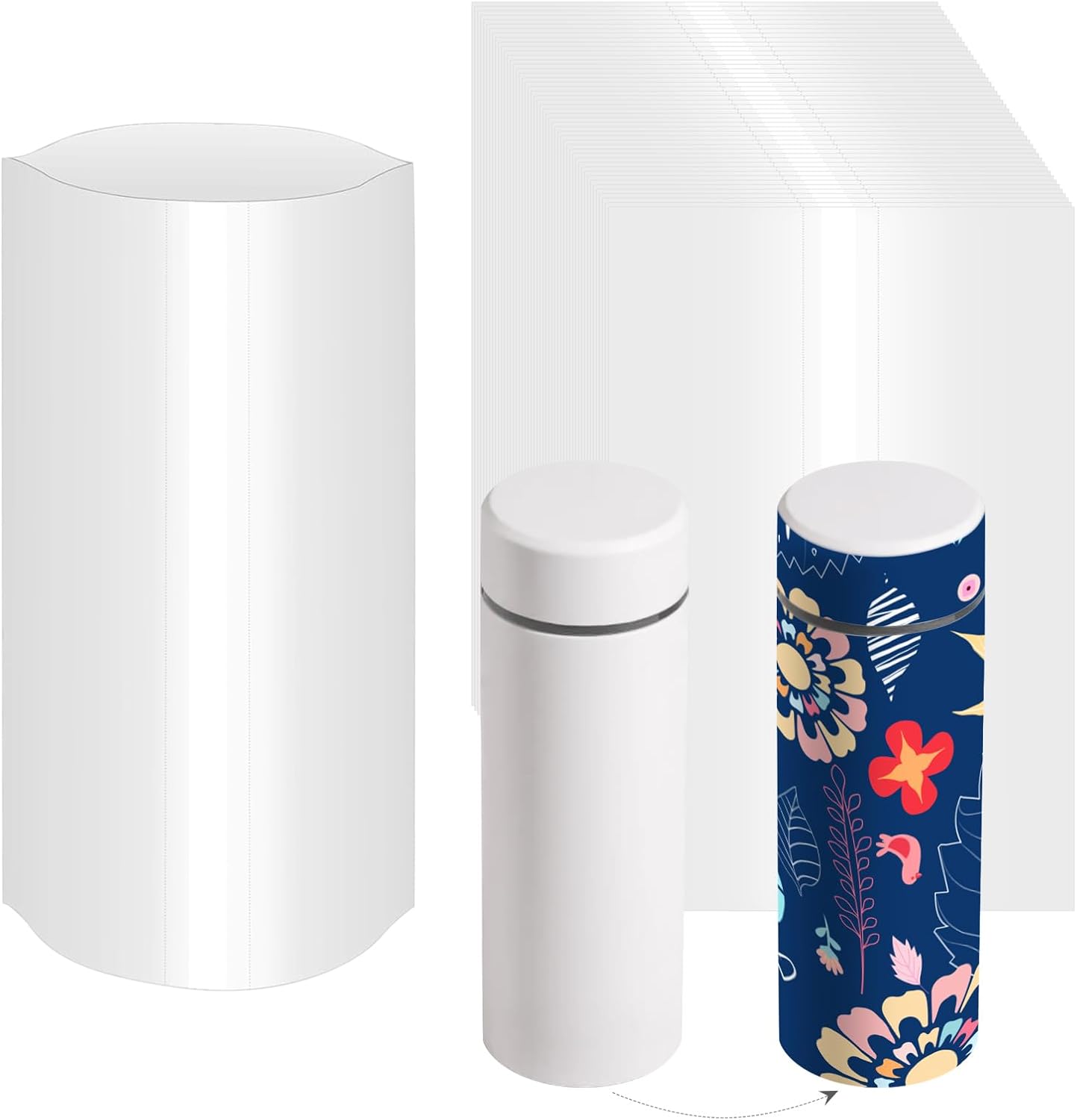 50PCS Sublimation Shrink Wrap Sleeves, 8x12 inch White Sublimation Heat