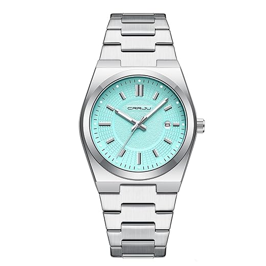 CRRJU Watches for Men,Fashion Luxury Luminous Analog Quartz Wristwatches,Business Man Calendar Watches Silver