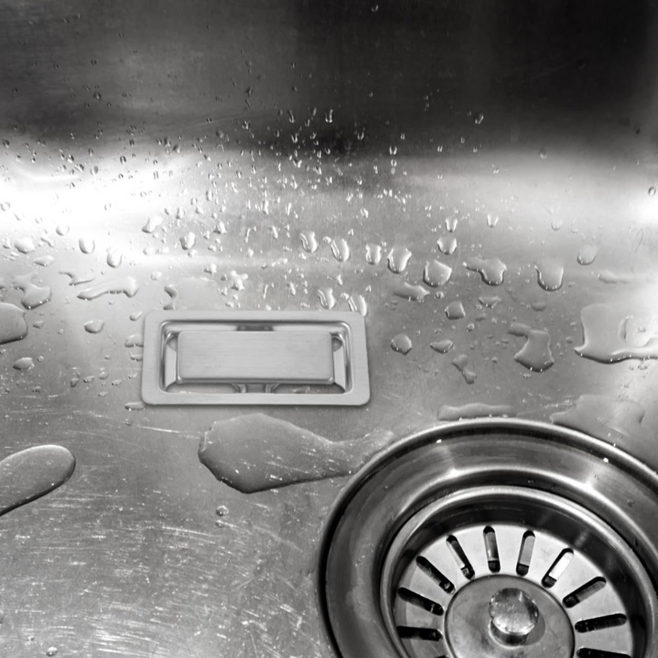 Operitacx Coperchio di Troppo Pieno per Lavabo Bagno in Acciaio Inossidabile Argento, Copri Lavello Rettangolare Elegante Protezione Contro Fuoriuscita Acqua per Installazione Fai-da-te