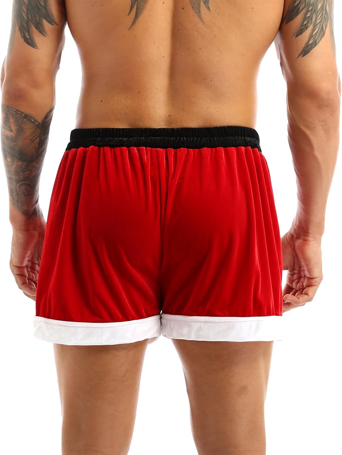 Men's Flannel Christmas Ruffle High Waist Boxer Shorts Santa Claus Cosplay Holiday Costume