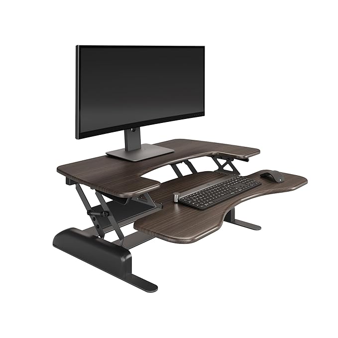 Vari VariDesk Pro Plus 36 - Adjustable Desk Converter with 11 Height Settings - Laptop Sit Stand Desk Riser for Home Office, Table Tops, Workspace - Fully Assembled with Spring Loaded Lift - Espresso