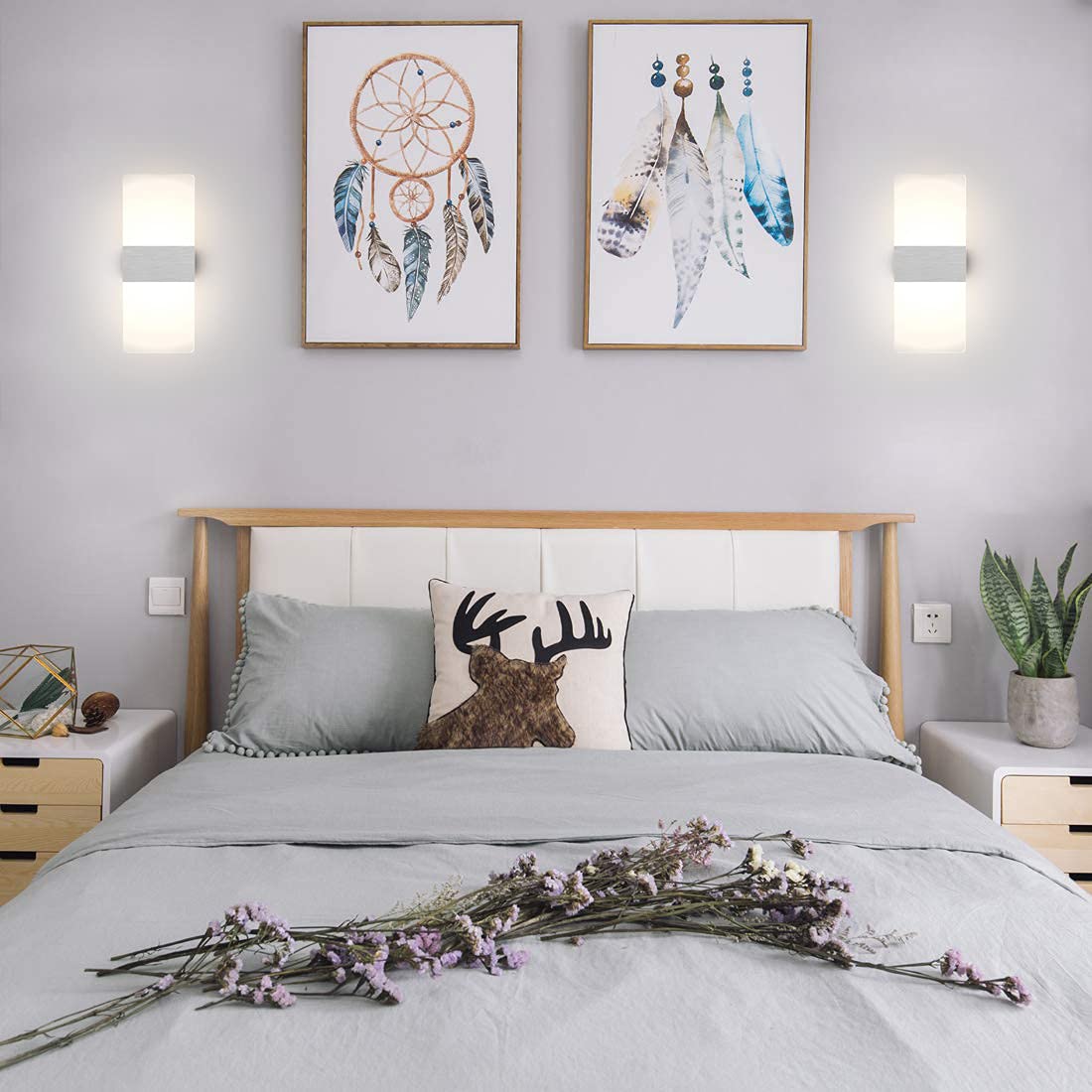 Klighten 4PCS Lampada da Parete Interno 12W Bianco neutro 4000K, Moderno Applique da Parete in Acrilico Perfetto per Camera da Letto, Soggiorno, Bagno, Corridoio, Scale, 780 Lumen