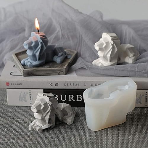 Miniatura 1 de Molde de silicona para velas de león abstracto 3D, molde de silicona para velas, molde de resina de león, molde de decoración de pasteles, molde de