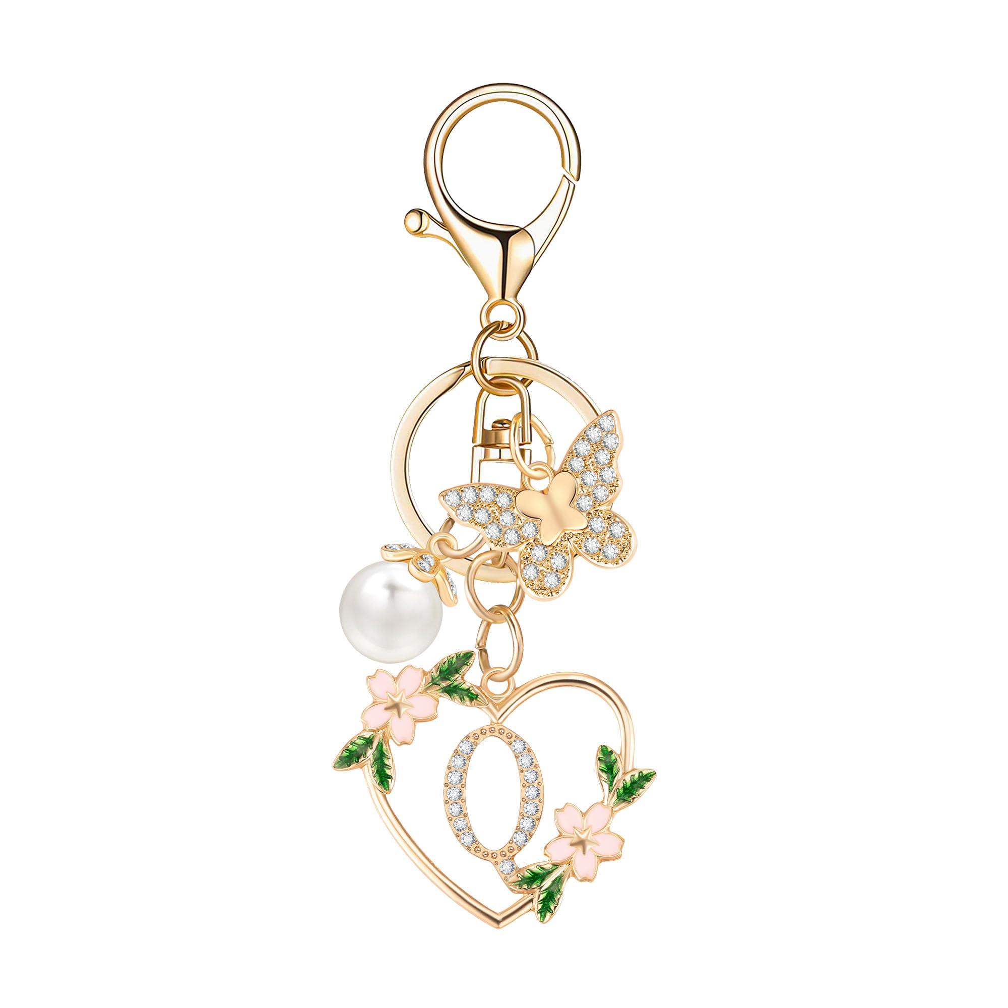 OKAICEN Gold Heart Initial Letter Keychain for Women Key chain Keyring for Purse Handbags Backpack Charm