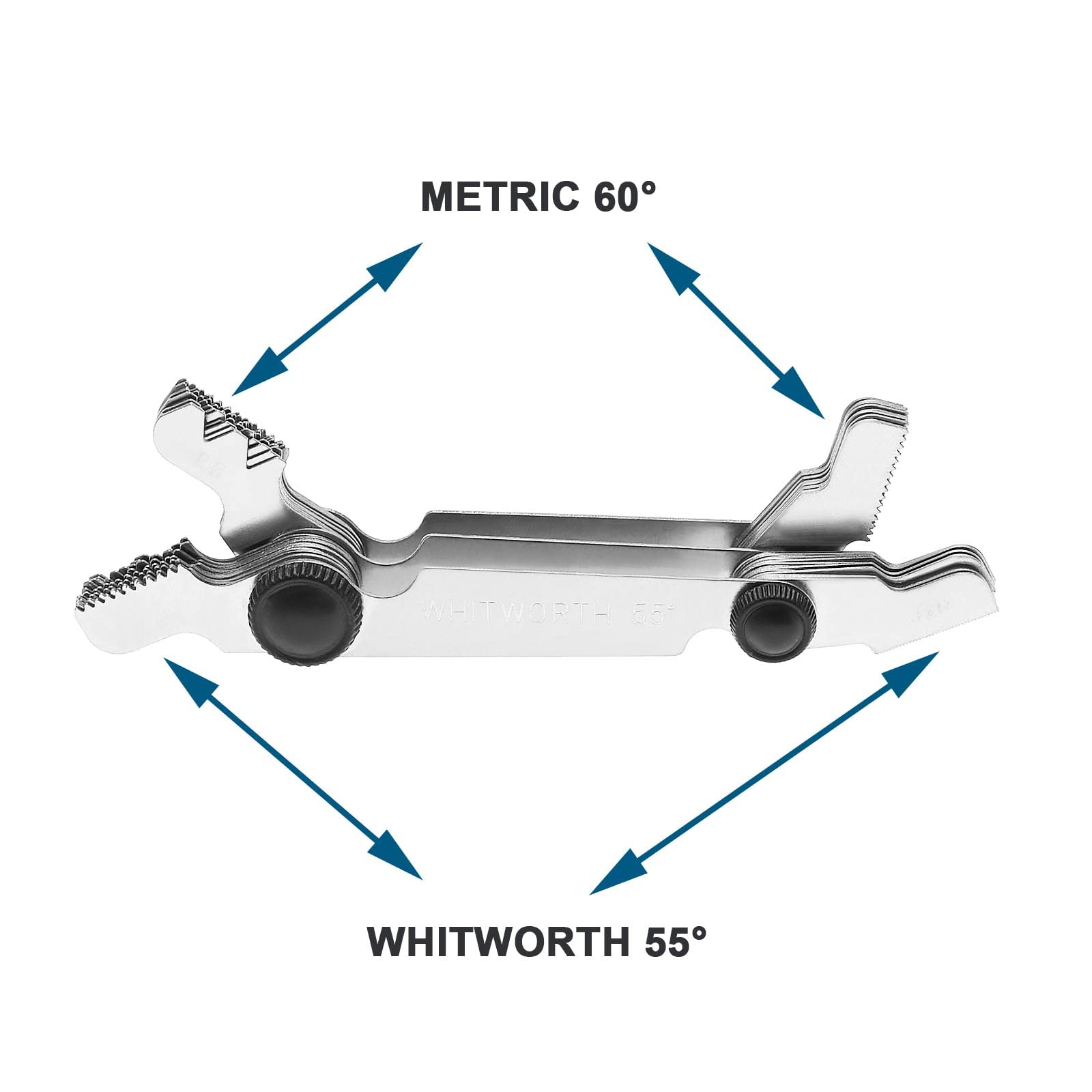 Whitworth Lot de 2 jauges de mesure de filetage métrique et impérial 55 degrés et métrique 60 degrés pour mesure industrielle