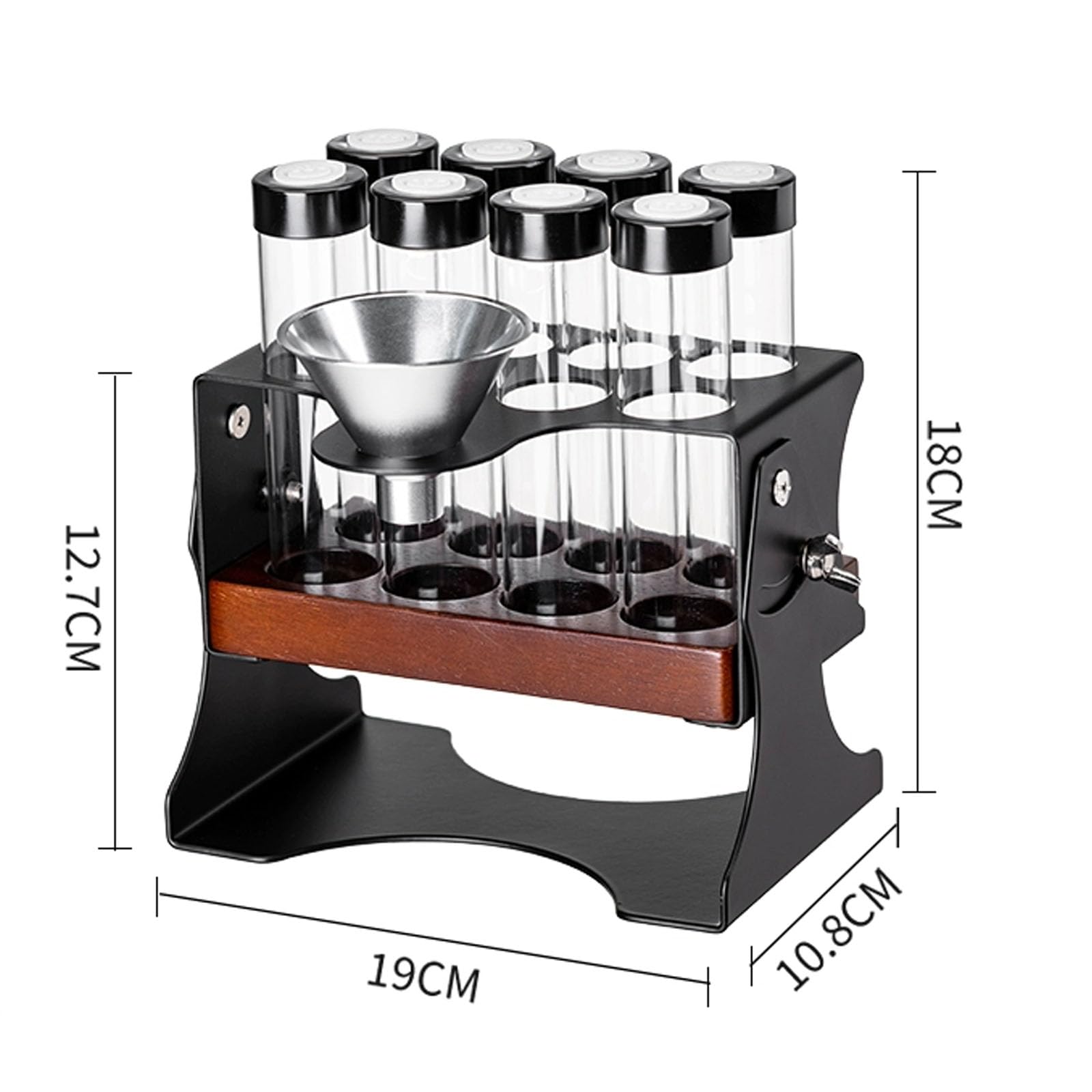 Kaffeebohnen-Aufbewahrungsröhren mit verstellbarem Display-Rack und Trichter, luftdichter Behälter mit Abluftventil, ideal für Kaffeebohnen und Gewürze