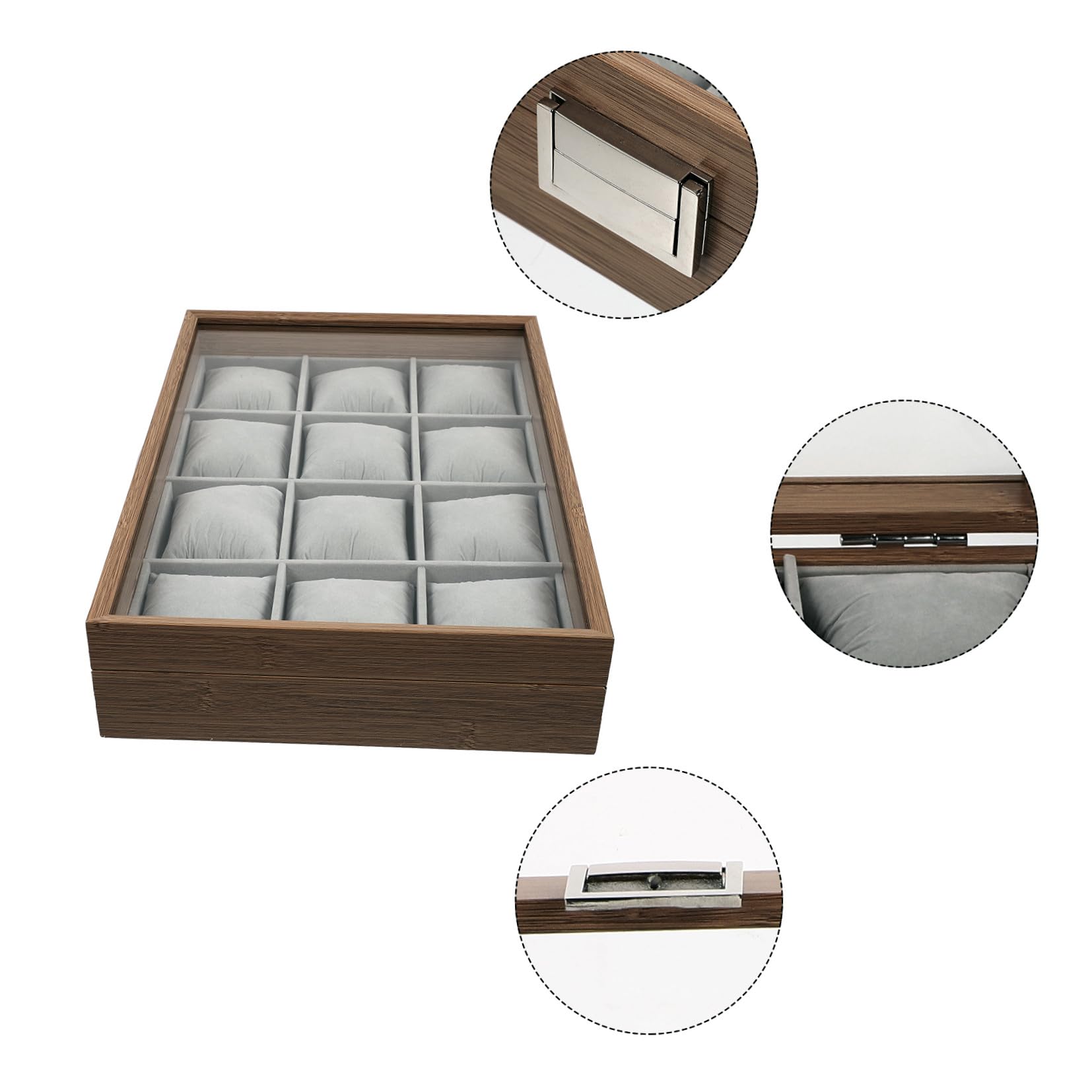 TOYANDONA Caja colección de relojes y organizador de joyas con elegante, 12 ranuras y cojines extraíbles para uso en del hogar o exhibición comercial
