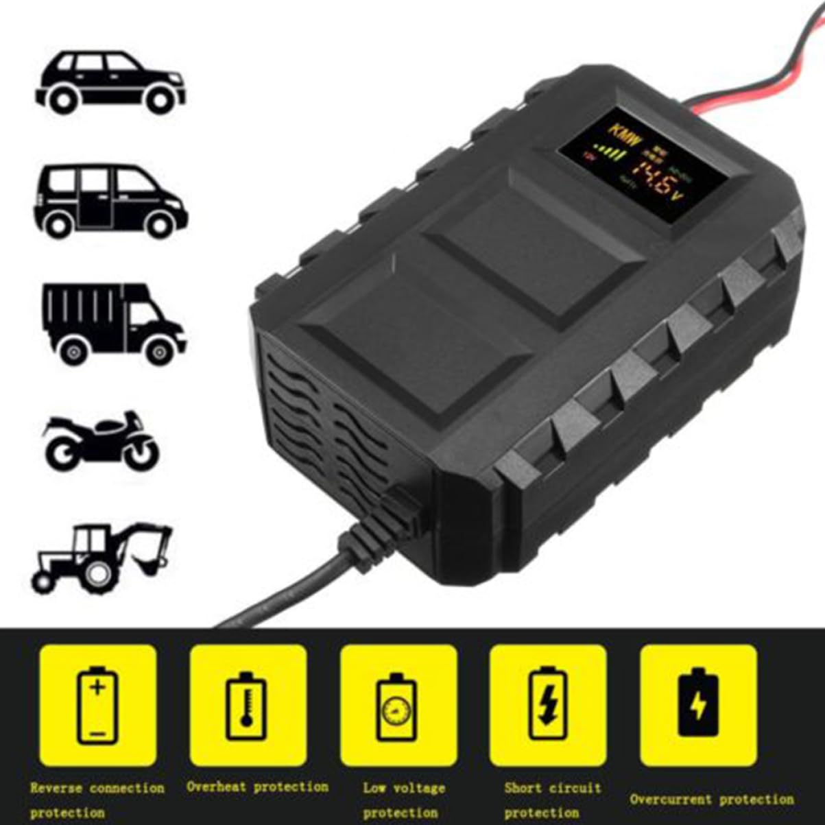 Chargeur de Batterie 12 V 20 A pour Moto, Protection Multiple