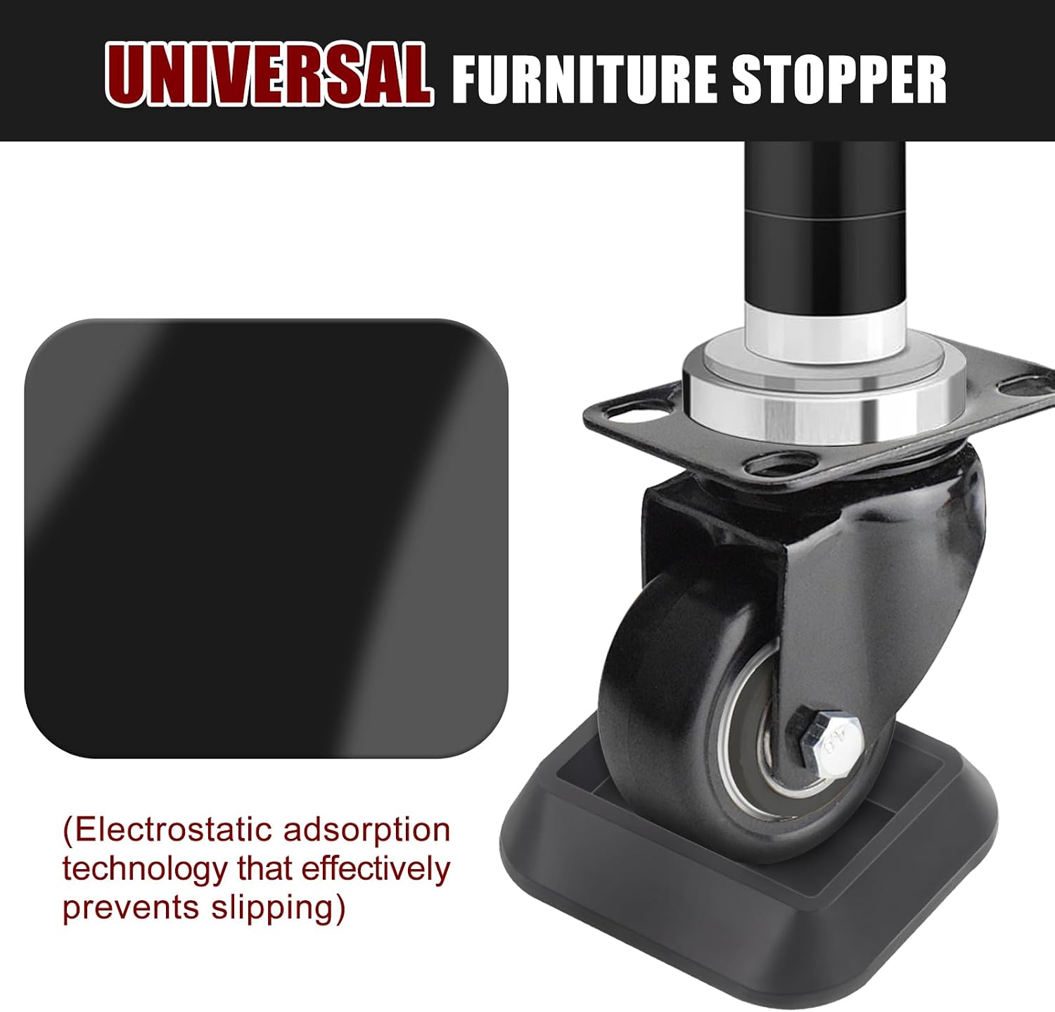 Silicone Non-Slip Caster Cups for Furniture Wheels - Prevents Scratches (4 Pack)