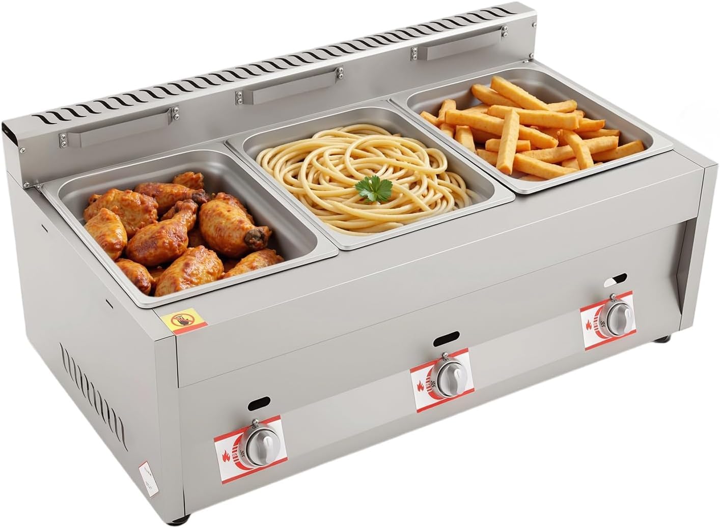 Scaldavivande Commerciale A 2 Vaschette, 2 X 6l Friggitrice A Gas Propano/metano Scaldavivande Per Catering Tavolo A Vapore Scaldavivande Da Banco In Acciaio Inox Per Feste, Catering,