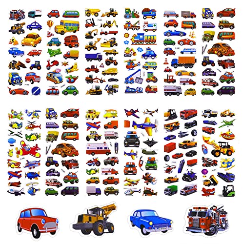12Sheets Car Transport Digger Stickers,Car Trucks Airplane Theme Kids Stickers Teacher Reward StickersDIY Decor Decal,3D Puffy Stickersfor Kids DIY Scrapbook Craft Activities Party Bag Fillers