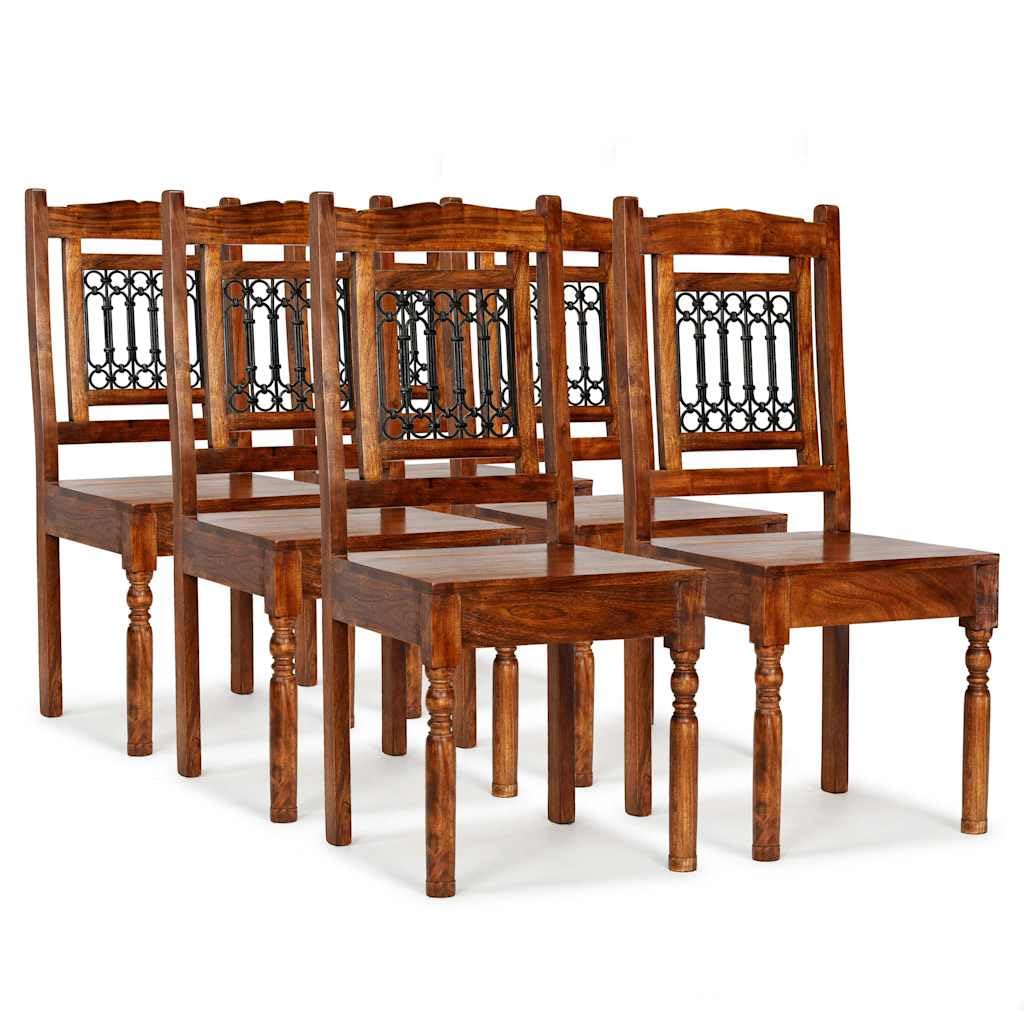 Lot de 6 chaises de salle à manger en bois massif Marron 43 x 43