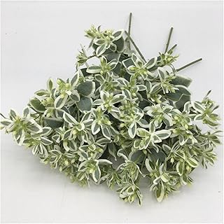 RUJIU 6Pieces/lot Artificial Plant Silk Plastic Flowers Eucalyptus Leaves Stems Branches Floral Bouquets Wreath Arrangement Home Table Garden Wedding Greenery Decoration (6-Green Plant)