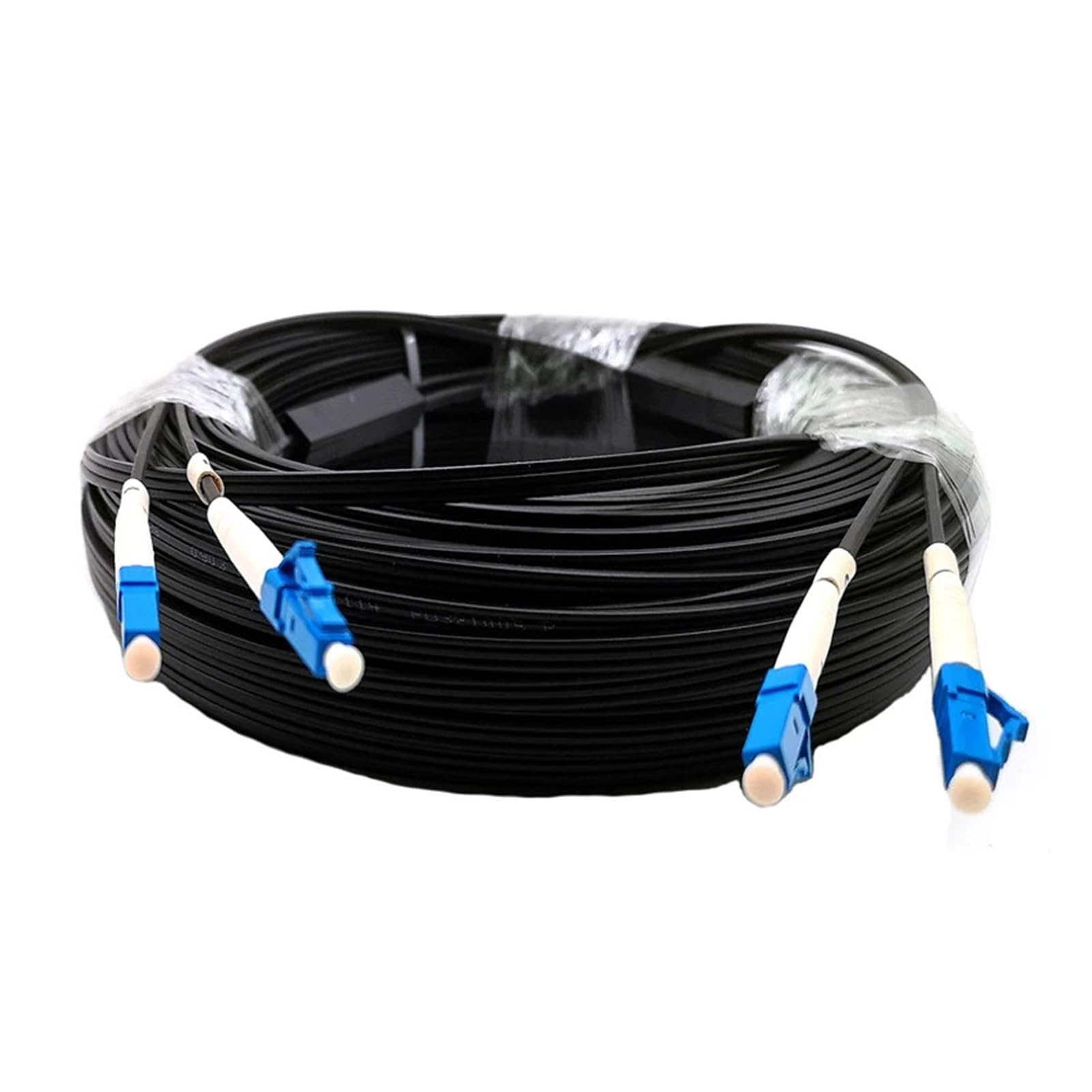 Câble de raccordement à fibre optique pour extérieur, 50 m, 80 m, 100 m, duplex FTTH, 2 noyaux, pont de câble de connexion à fibre optique avec connecteur LC SC UPC (LC-LC 50 mètres)