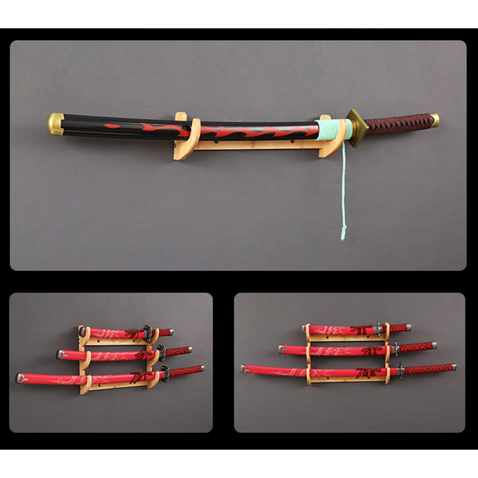 SUYUDD Sword Holder Wall Mount Samurai Sword Katana Wakizashi Display Holder Stand Bracket Hanger 1-13 Tier