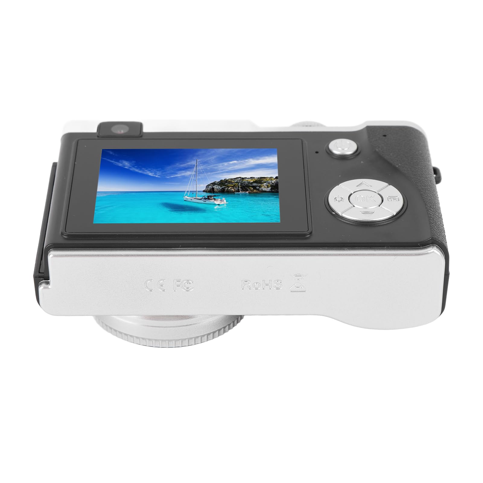 Aparat Cyfrowy, Kamera do Vlogowania 4K HD, Kamera Wideo z 16-krotnym Zoomem, Zabytkowa Kamera CCD, Aparat do Selfie, Przenośny Kompaktowy Aparat 2,4 Cala dla Nastolatków, (64GB)