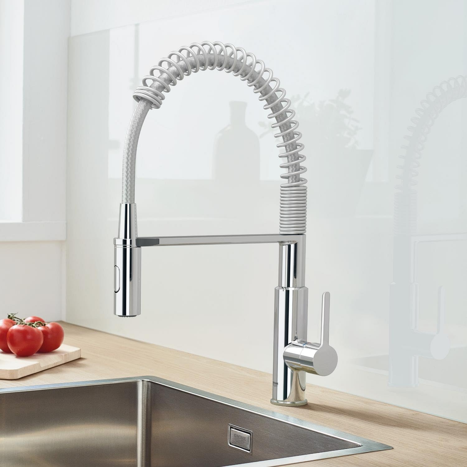 GROHE Get, rubinetto per lavello da cucina, miscelatore monocomando a 2 getti, rubinetto con doccia estraibile professionale, installazione rapida, cromato, 30361000 (importazione tedesca)