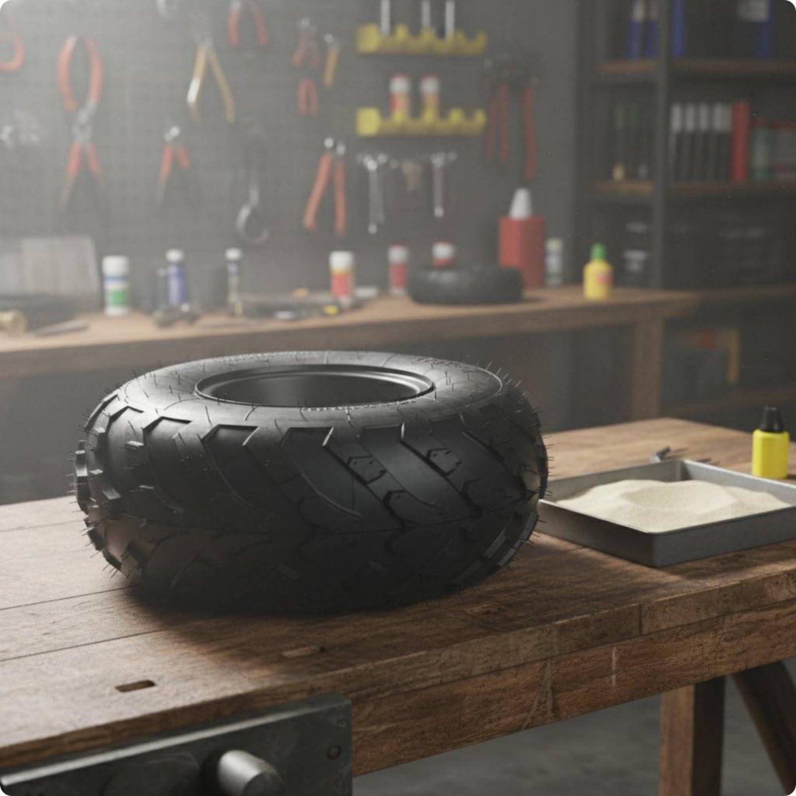 rockible Pneumatico Fuoristrada Go Kart Ruota con Cerchio Assemblata Aderenza Controllo Struttura Tubeless Affidabile Acciaio Solido E Gomma Adatto a Sabbia, Cerchio Nero A Tre Fori