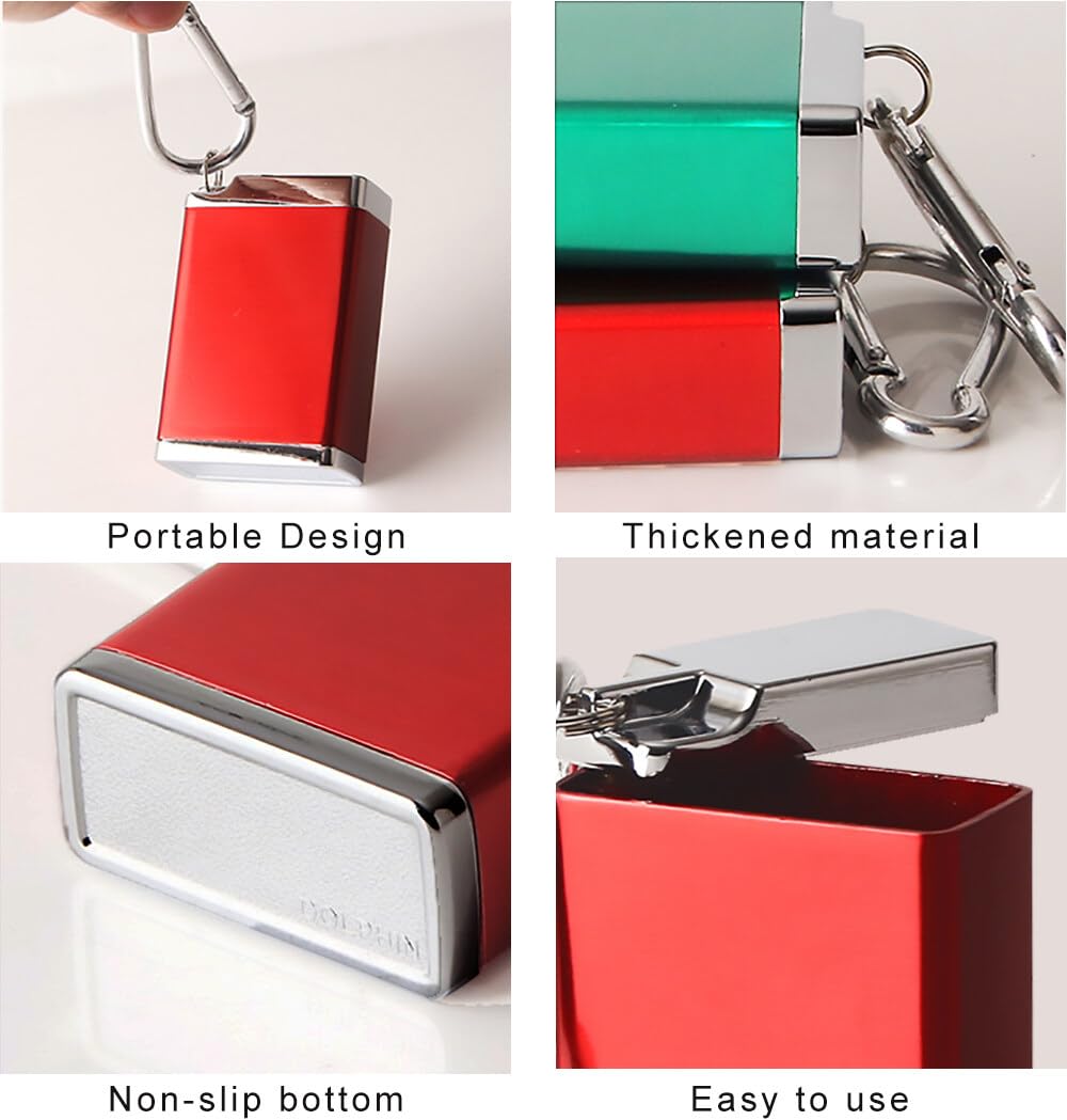 Posacenere Da Viaggio Tascabile - Portachiavi, Antiodore, Per Esterni, Colore Rosso - Foto 3