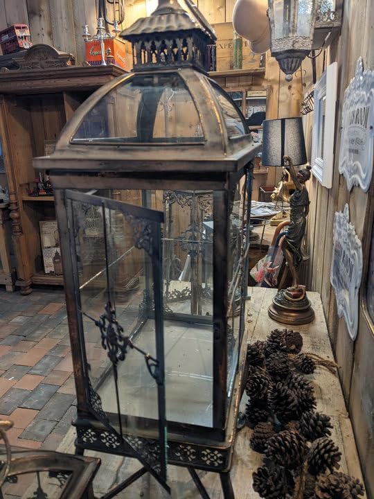 2er Set Laternen für Kerzen/Treibhaus Gold/Vitrine Bronze Look Metall Deko Dekoidee Geschenkidee NEU WO-1658