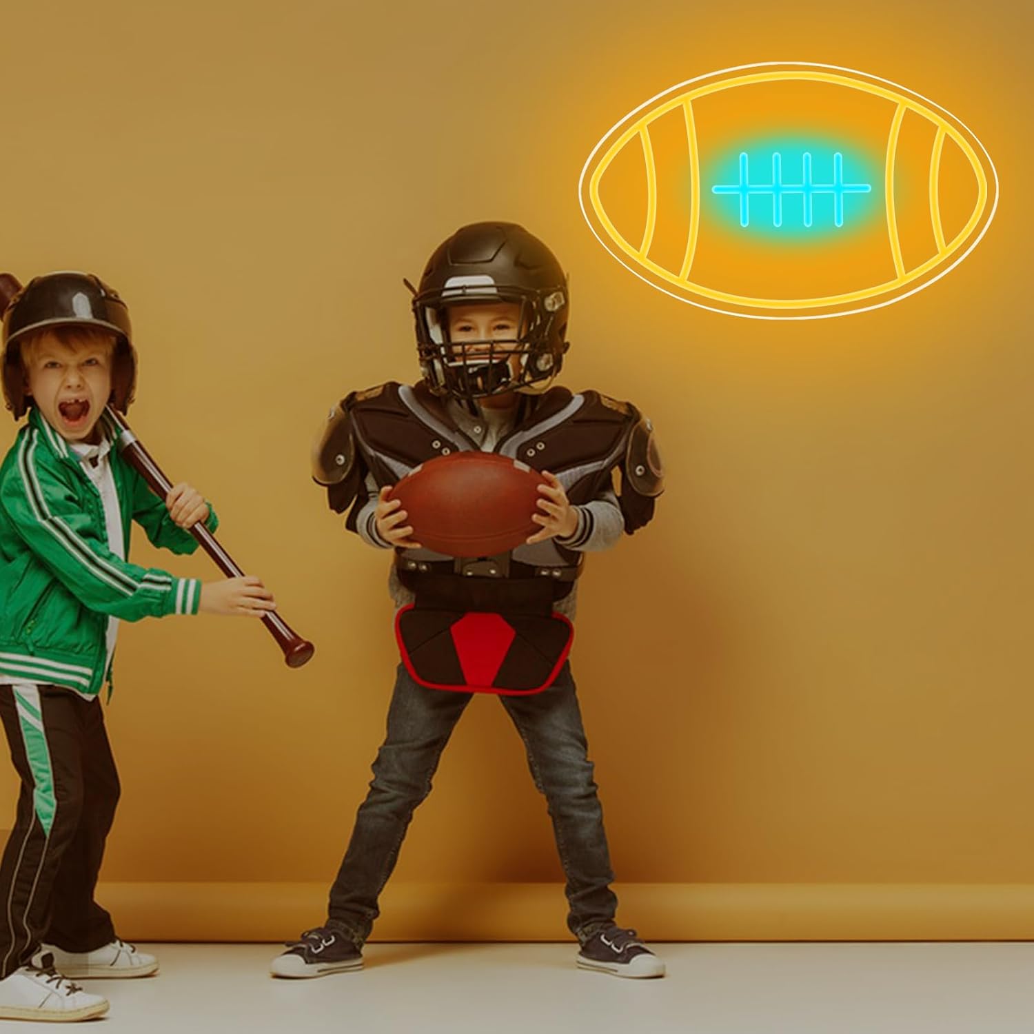 Football Neon Sign For Home Décor,Bedroom Decor,Led Sign,Room Neon Sign,Gym Decor,Sports Neon Sign,Men Women Wall Décor Gift Size 16''