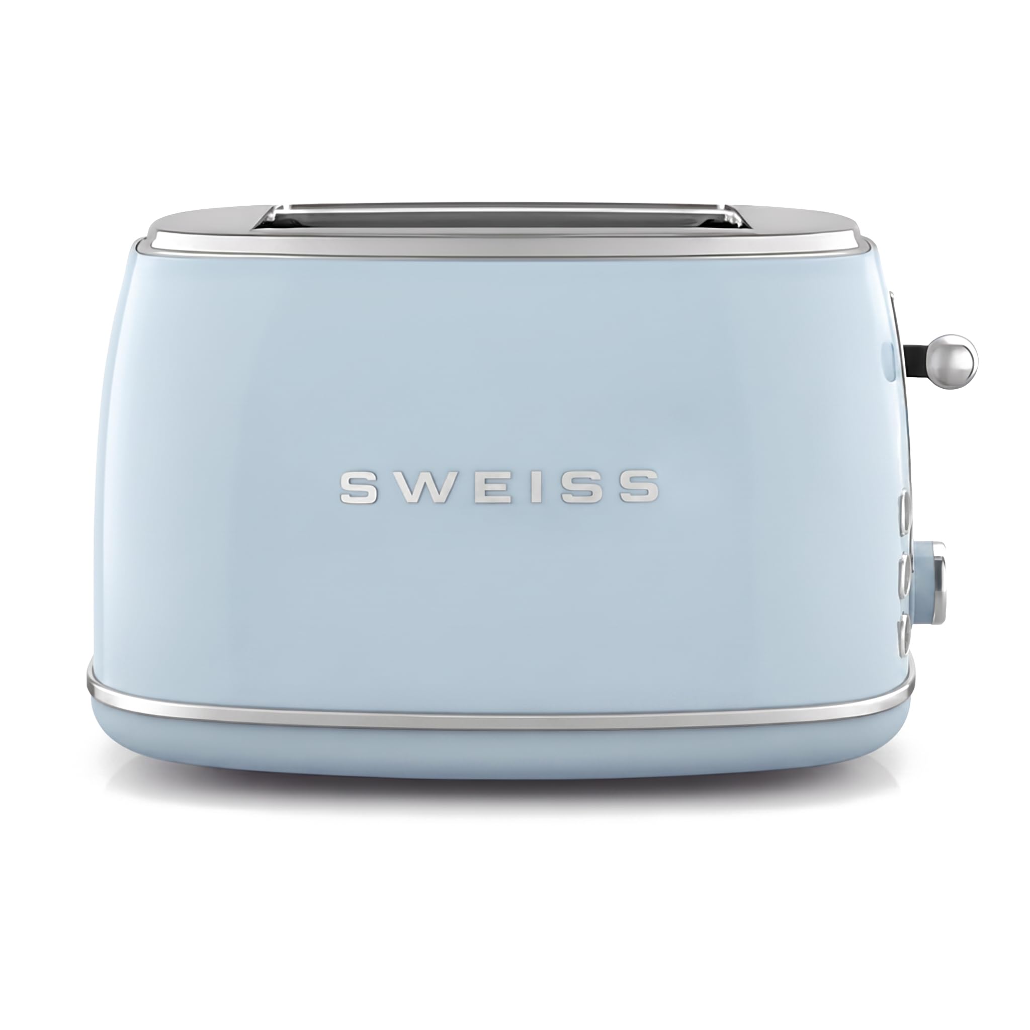 SWEISS Vintage-Toaster GRS6, 2 Schlitze, 6 Leistungsstufen, Auftaufunktion, Baguette-Funktion, schnell und gleichmäßig, einfache Reinigung, Krümelschublade, 850 W, Blau