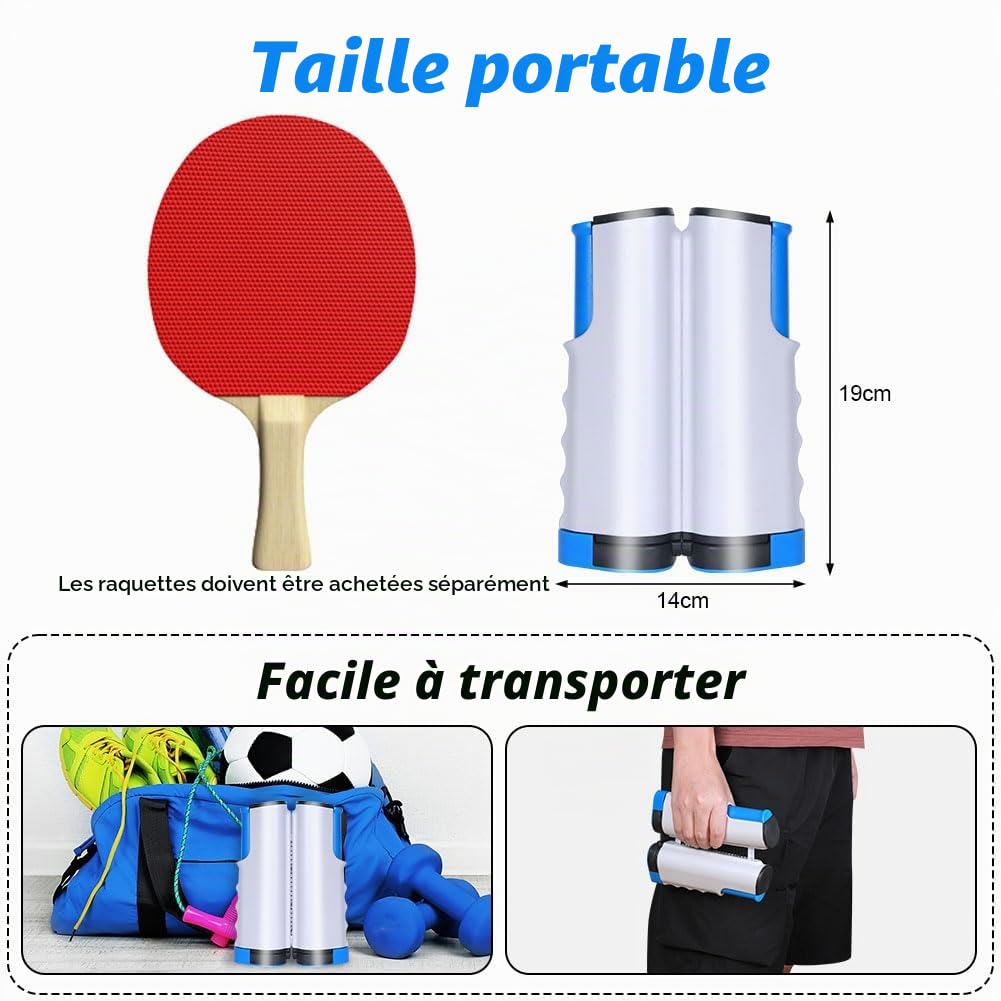 flintronic Filet de Ping Pong Rétractable, Filet de Tennis de Table Portable, 67 * 7.5in Filet de Rechange Réglable, pour Table de Ping Pong,Un Bureau, Table Manger, Peut Être Étendu Jusqu'à 170cm