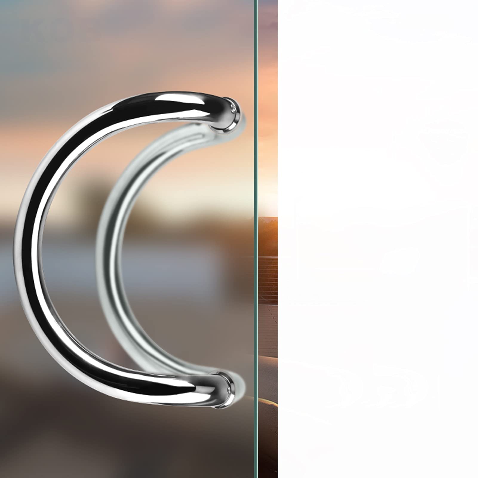 Poignée de porte de douche en verre et coulissante inox pour salle de bain