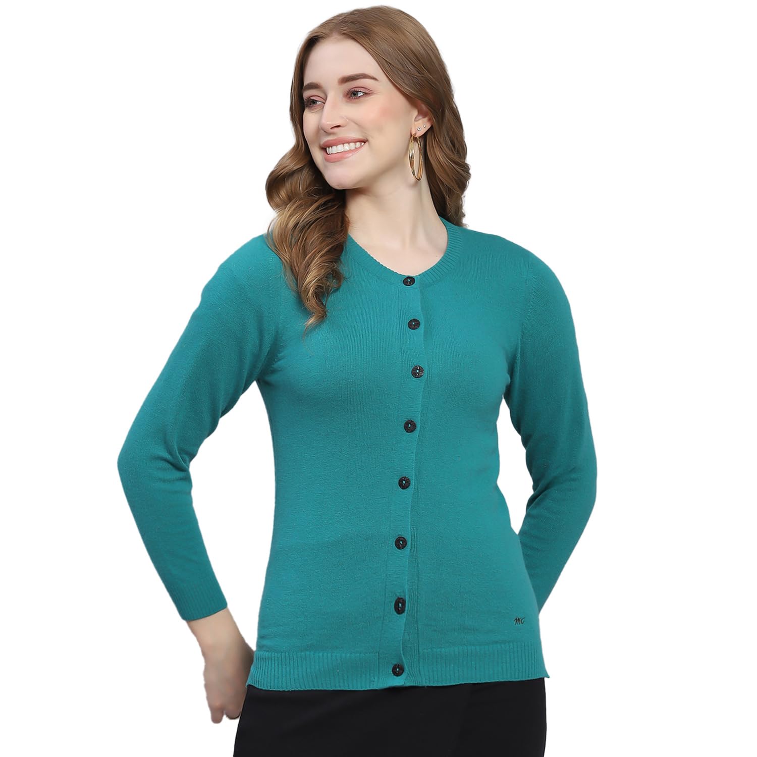 monte carlo Women's Regular Fit Cardigan | Solid Pattern with Button Closure | Full Sleeve Round Neck Cardigan for Women-picture-37