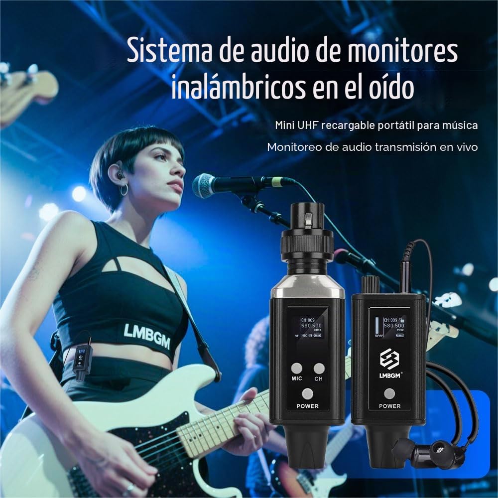 Transmisor de sistema de monitor auricular inalámbrico A9 UHF y receptor de cinturón para estudio, rehabilitación de banda y rendimiento en vivo (A9-1)