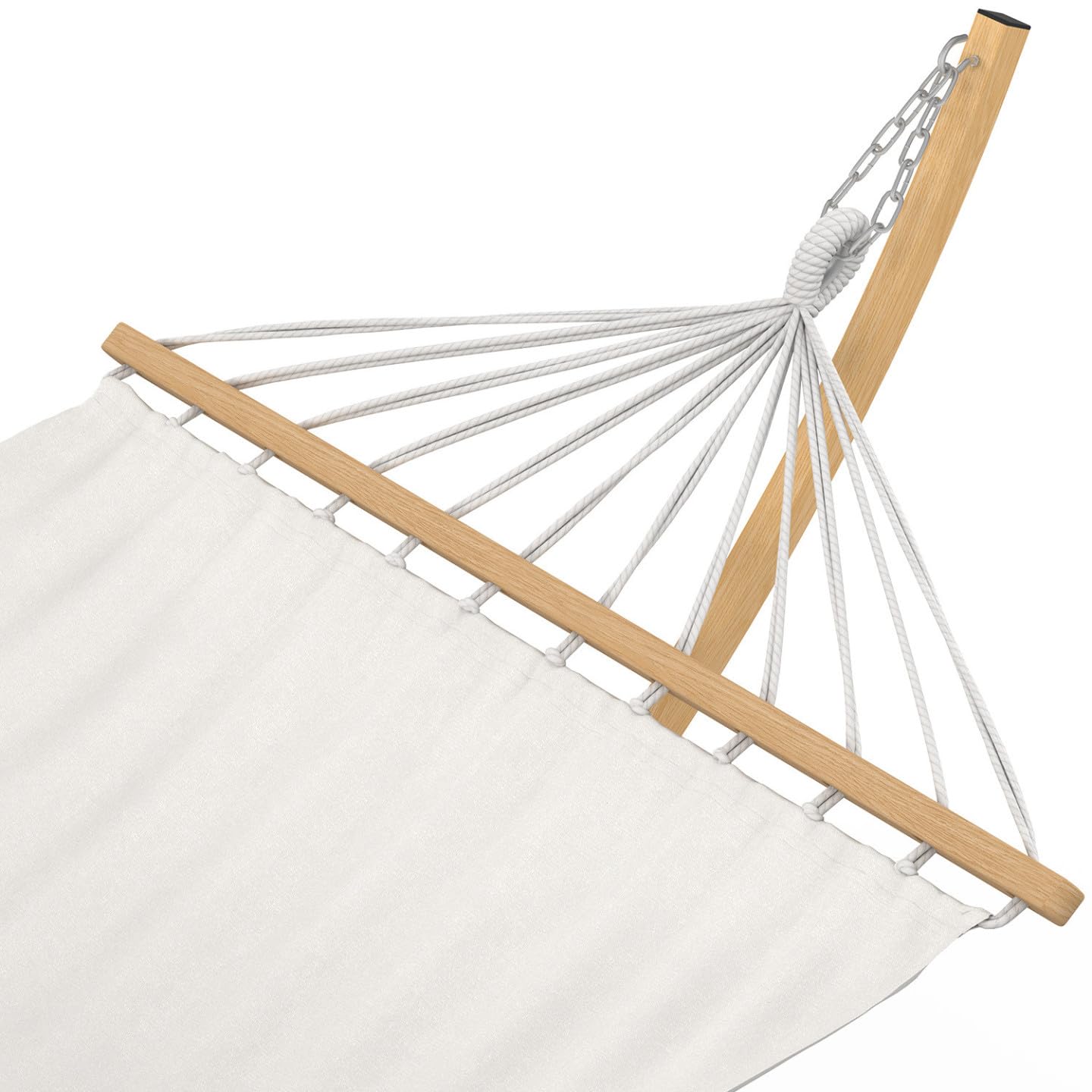 IDMarket - Hamaca XL con soporte de metal efecto madera y tela cruda