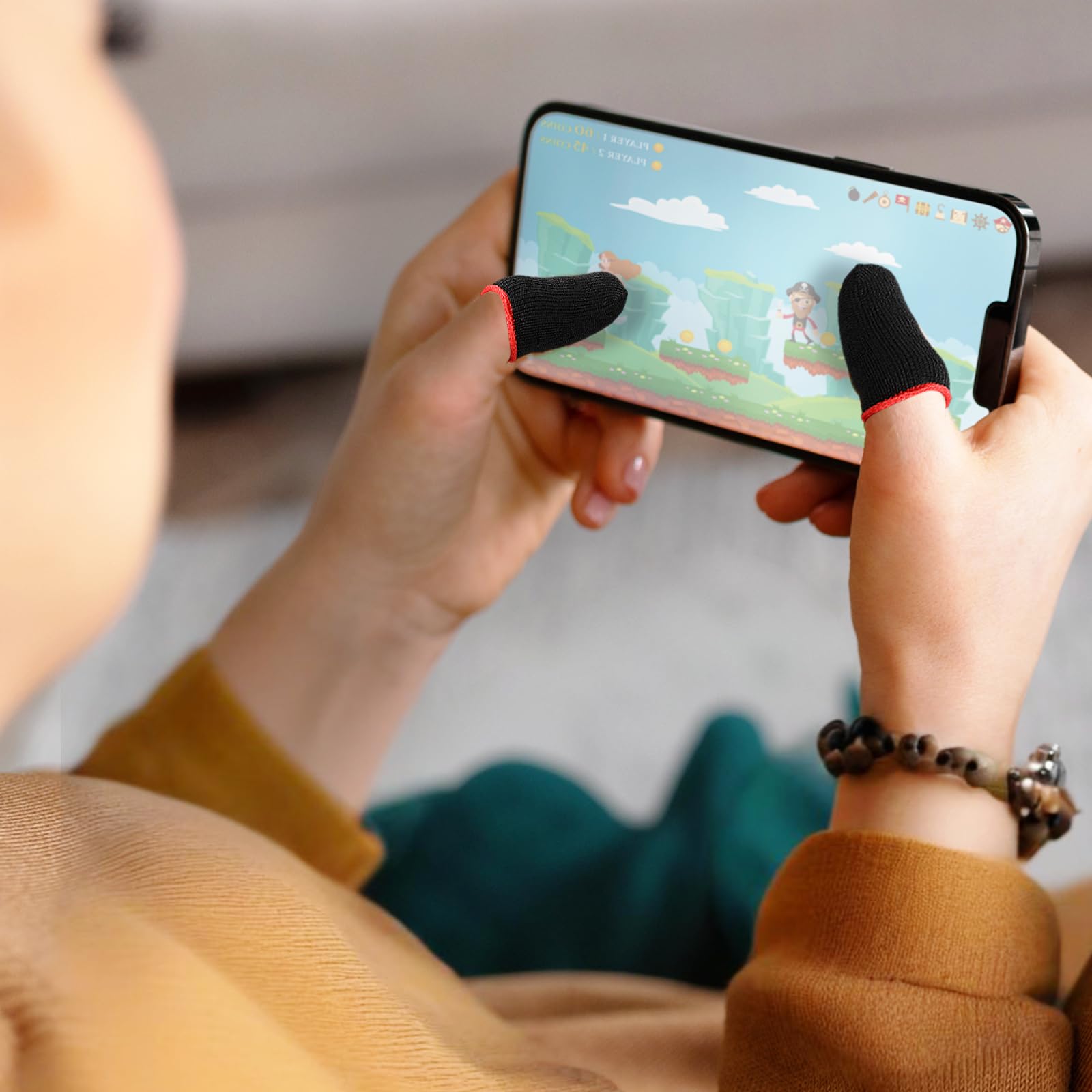 Rękawy na palce do gier mobilnych, 0,3 mm włókno, ultracienkie, odporne na pot, kompatybilne ze wszystkimi urządzeniami z ekranem dotykowym, 5 szt
