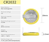 Vista 2 de EEMB Paquete de 10 baterías CR2032 CR2032 de litio de 3 V con pestañas de soldadura, baterías de litio de celda de moneda 2032 para SNES, N64