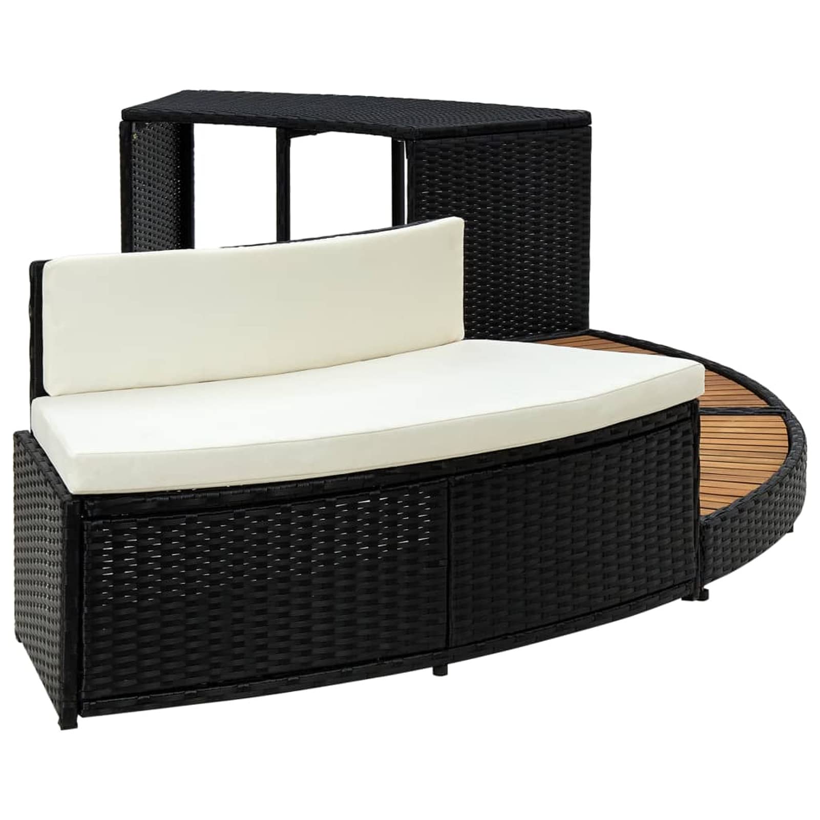 Estructura envolvente Keketa para jacuzzi, estructura de pasos de spa de madera maciza de acacia para jacuzzi, accesorios para piscina y spa, muebles de jardín y patio al aire libre, en ratán negro