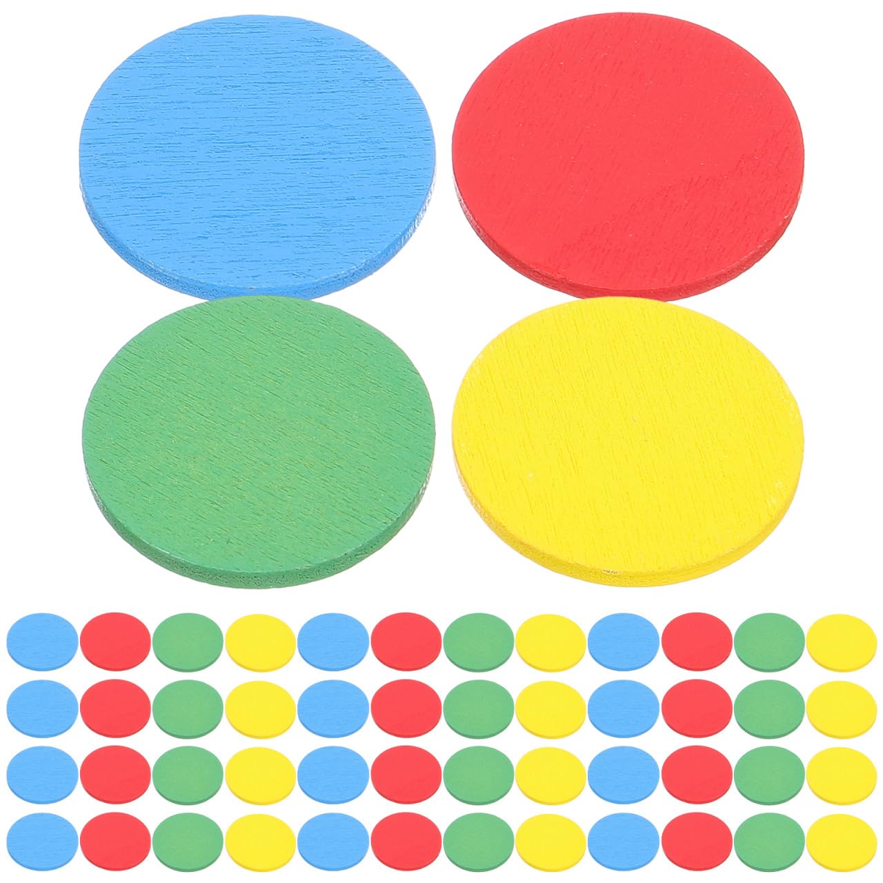 PRETYZOOM Colorful Wooden Counting Chips for Boys and Girls 128pcs Learning Poker Chips Safe Practical Suitable for Party Classroom Teaching Diy Decorations
