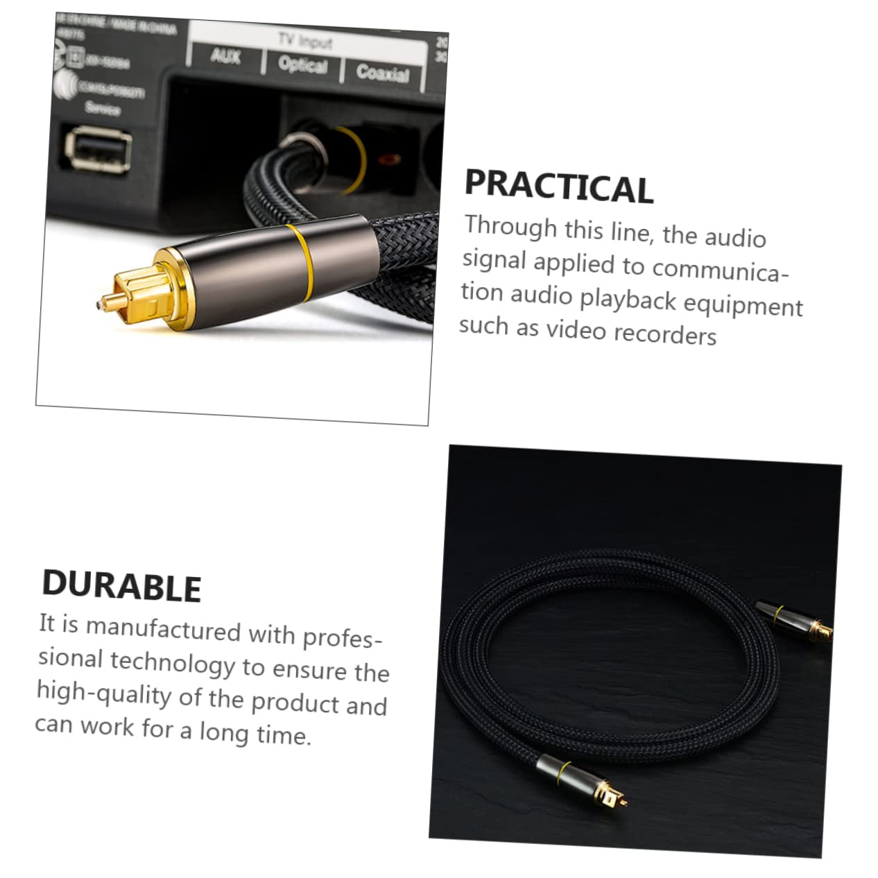 Uonlytech Cavo Audio Ottico Maschio Maschio 15 Metri in Fibra Nera