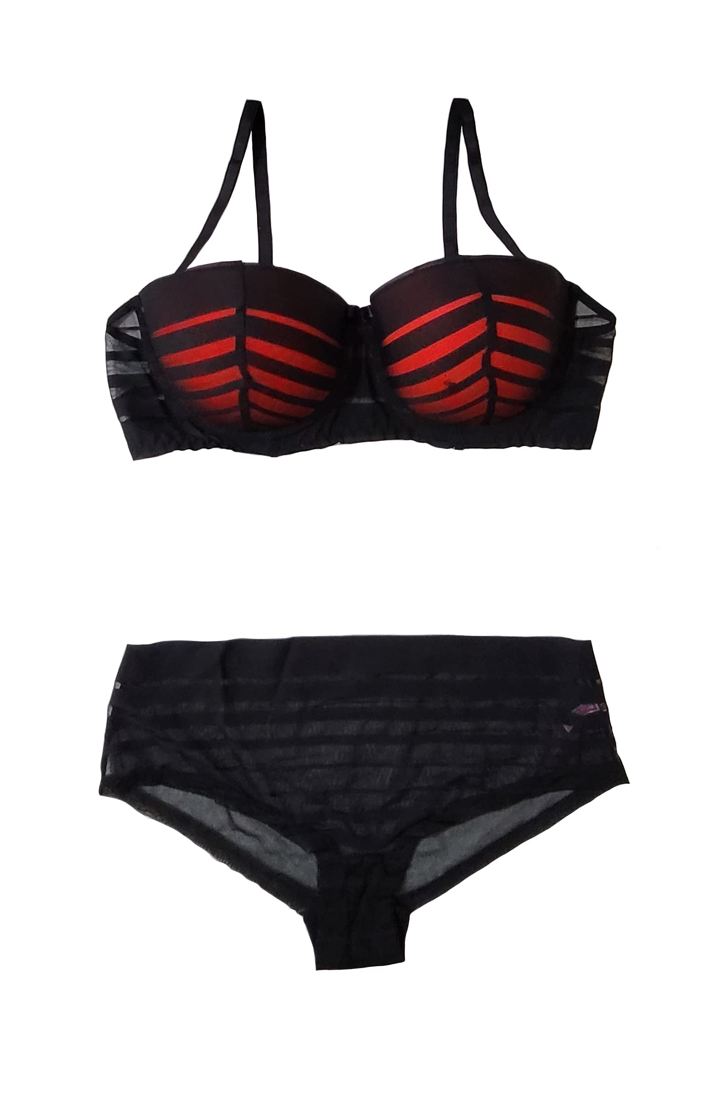 miorreStrapless Half Padded Bra Panty Lingerie Set Push Up Bra with Hipster Brief Underwear