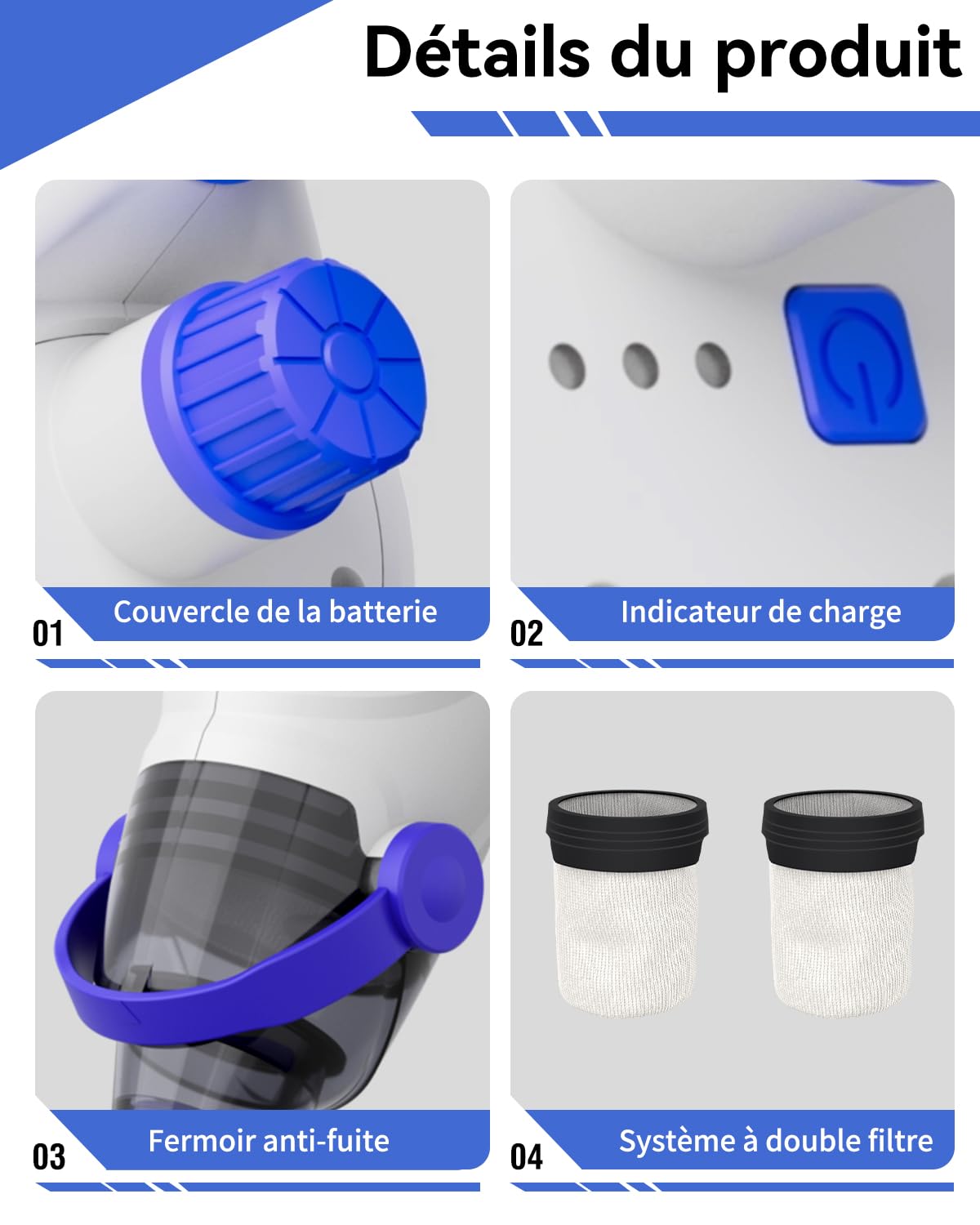 Aspirateur Piscine, Aspirateur Spa Jacuzzi, 60 Min d’Autonomie, Manuel Nettoyeur Piscine avec Filtres et Brosse, pour Piscine, Jacuzzi et Spa