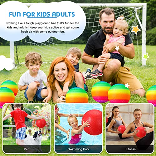 Sumind 12 Pcs 10 Inch Playground Ball Inflatable Kickballs Bouncy Dodgeball For Kids And Adults,Handball With Air Pump And 2 Mesh Drawstring Bags For Ball Games, Gym, Outdoor, School (Rainbow) #TOP6