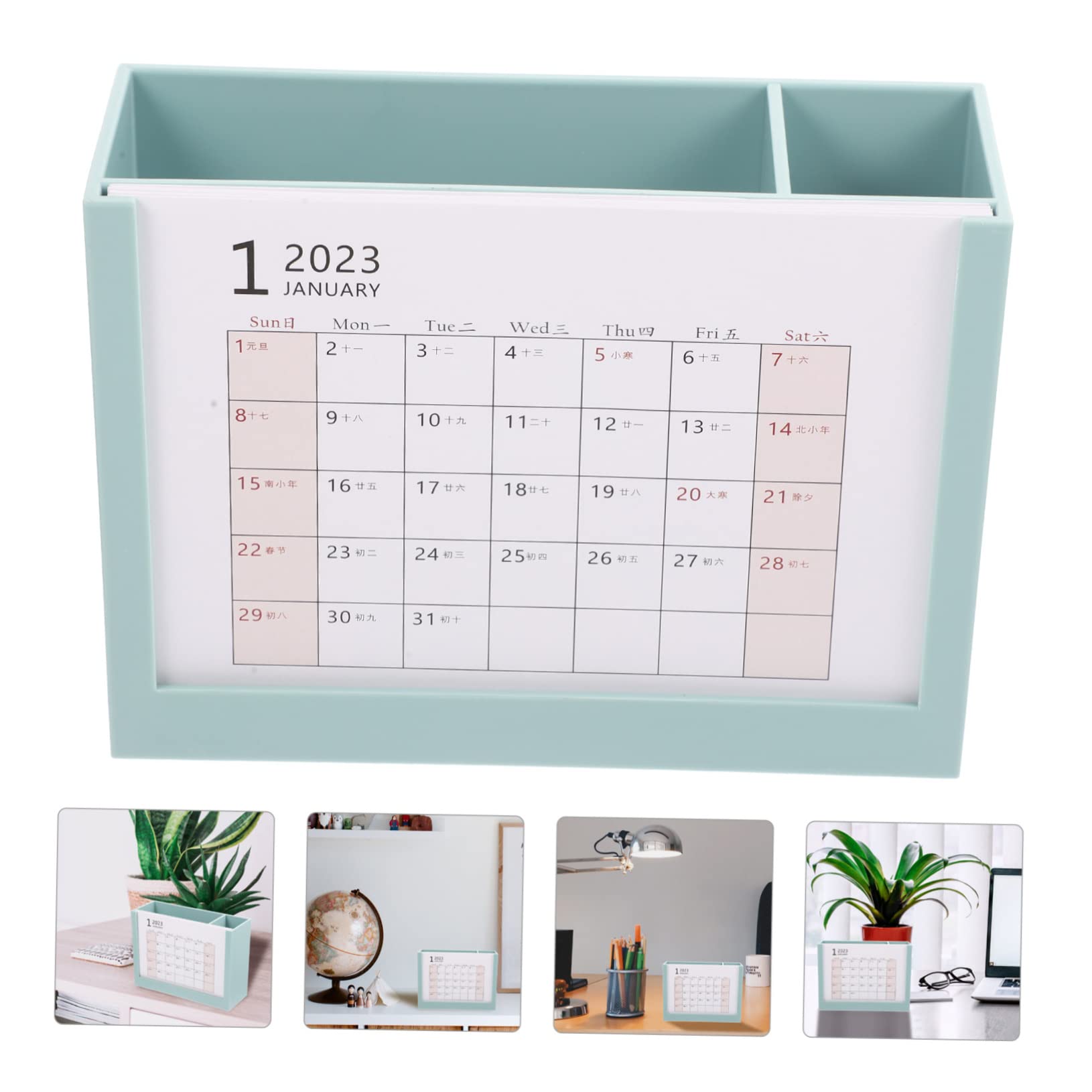 Lurrose 4 Stück 2023 2023 Stifthalter-Tischkalender Schreibtisch-Container die Büro-Schreibtisch-Dekoration storage boxes aufbwahrungs-box kalender einfacher Tischkalender p.s