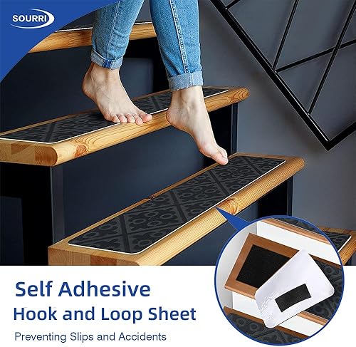 Miniatura 5 de SOURRI Cierre de cinta de velcro grande de 4 x 20 pies, tiras autoadhesivas y resistentes, evitan que los cojines del sofá se deslicen, cinta de