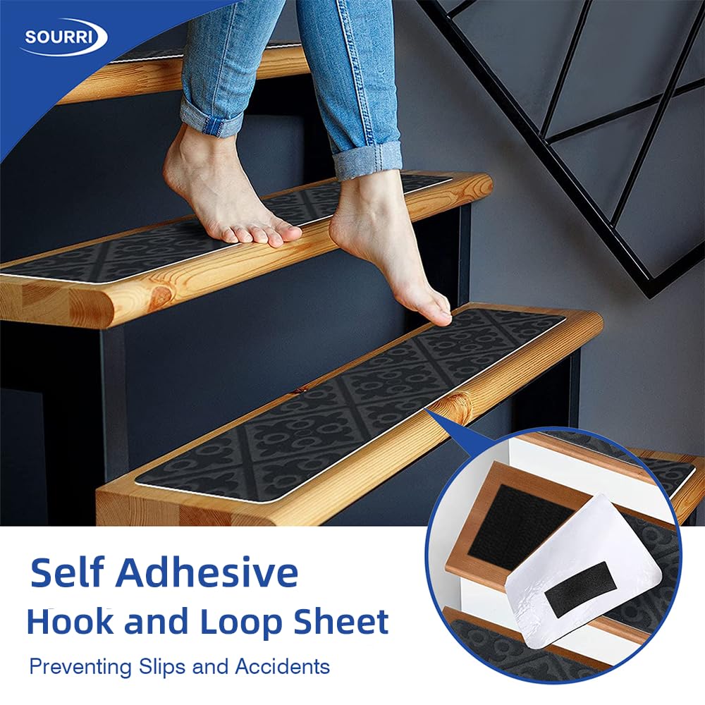 SOURRI 4'' x 20Ft Large Hook and Loop Sheet Tape Fastener, Self Adhesive Heavy Duty Strips, Keep Couch Cushions from Sliding, Rug Gripper Tape & Pads