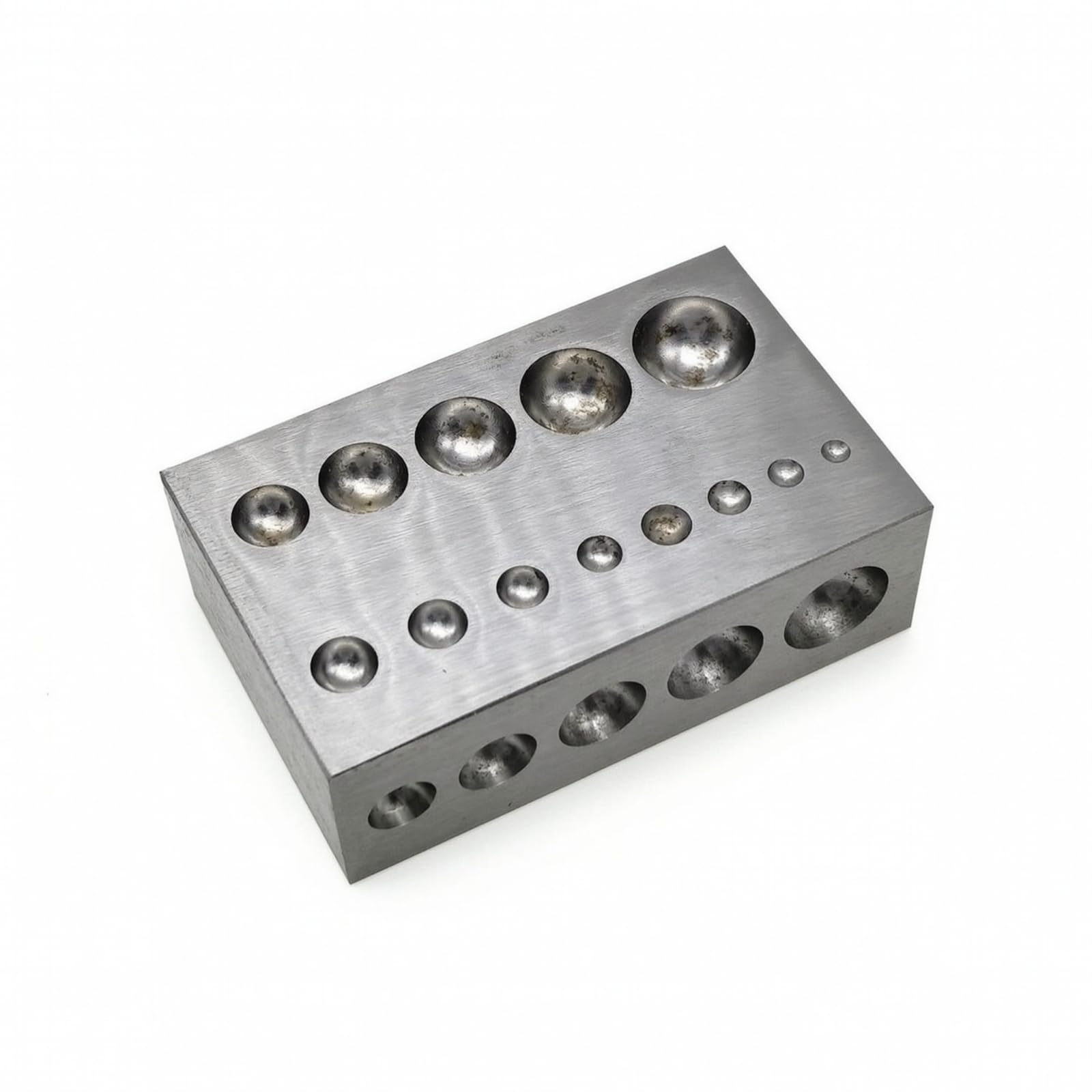 Jewelry Forming Anvil Schmuckamboss Formblock Treibblock Richtblock aus Stahl mit Polierten Hohlmulden für Präzises Formen Und Glätten für, A-Modell 102x64x34mm, 1580g, Lochgrößen 5-20mm