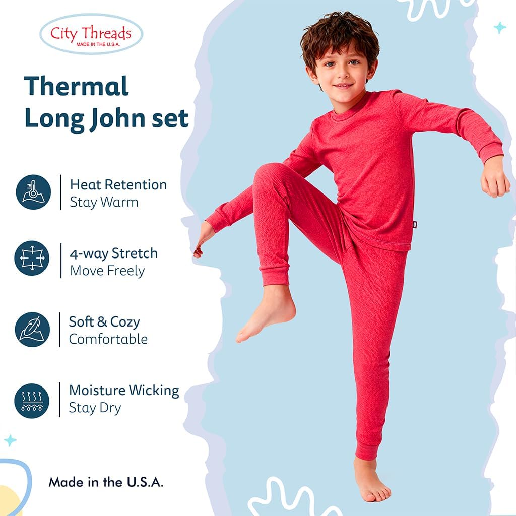 City Threads Baby Boys Thermal Underwear Set Sensory Friendly Kids Long Johns, Thermal Set for Boys Base Layer for Ski - Image 2