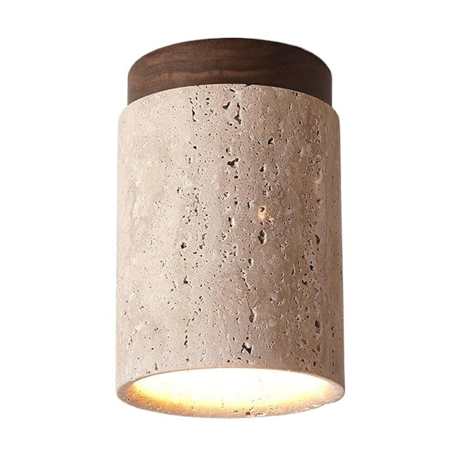 KHUKHU Mid Century Marble Small Hallway Ceiling Light Fixtures Farmhouse Close to Ceiling Light Natural Stone Rustic Ceiling Lamp Vintage Porch Light for Entryway Porch Balcony Lounge(Walnut)