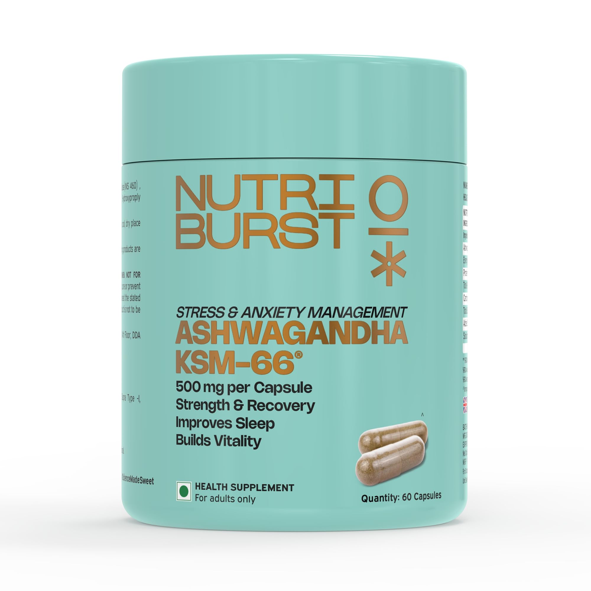 Nutriburst Ashwagandha KSM-66 (500mg) | Extra Strength Ashwagandha Supplement for Men & Women | Supports Stress Relief, Stamina, Anxiety & Sleep | Muscle Recovery & Vitality Booster | 60 Veg Capsules (2 – Month Pack)-image-11