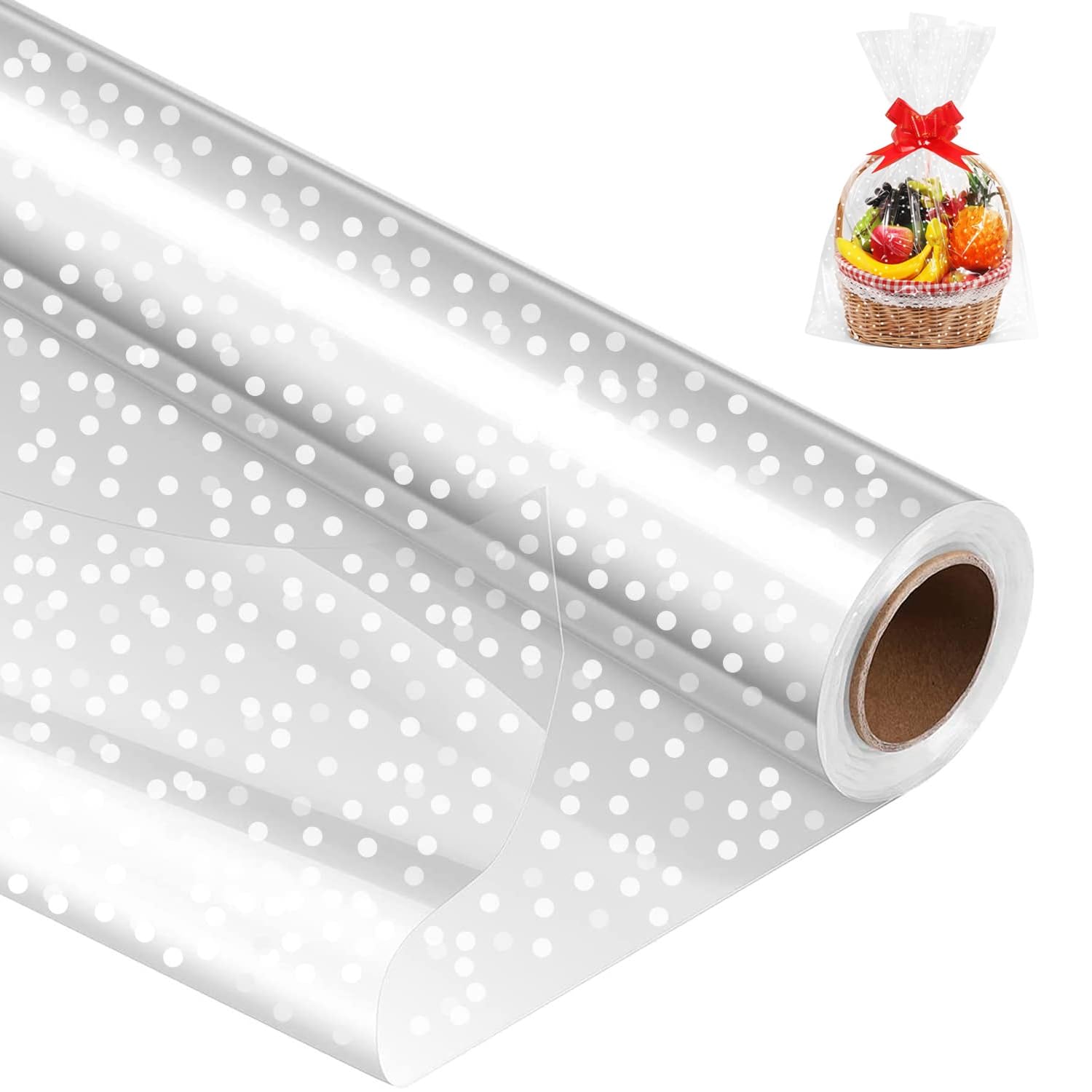SR SuppliesFlorist Wrapping Paper 40cm x 30m Cellophane Wrap Roll Easy to Use 3Mil Thickness Cellophane Wrap for Hamper Birthdays Gifts,Baskets Flowers,Crafts & Treats